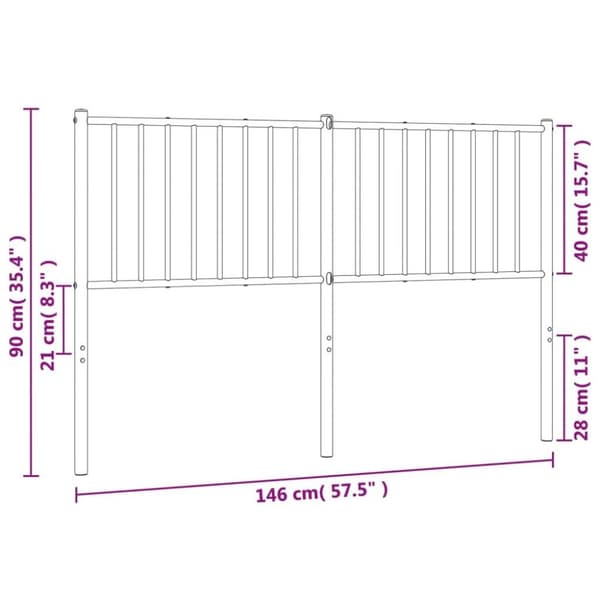 vidaXL Huvudgavel metall vit 140 cm