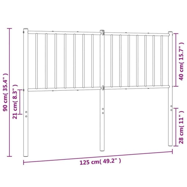 vidaXL sengegavl 120 cm metal hvid