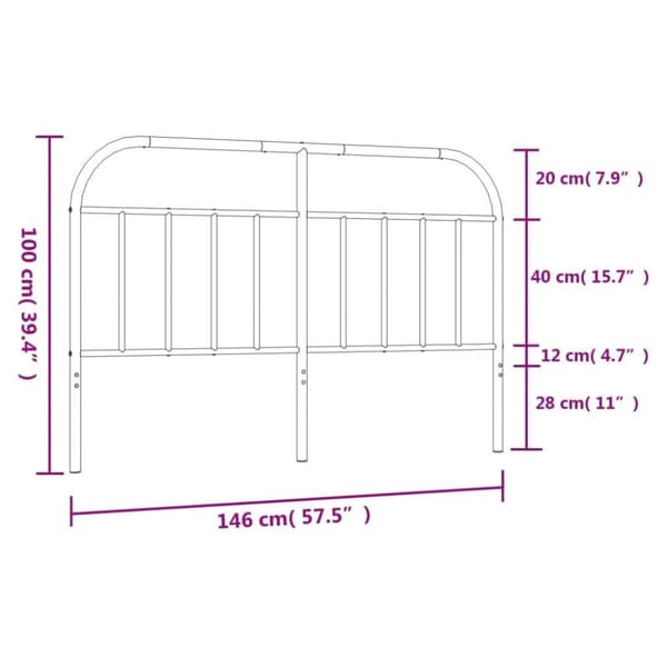 vidaXL Metallinen sängynpääty musta 140 cm