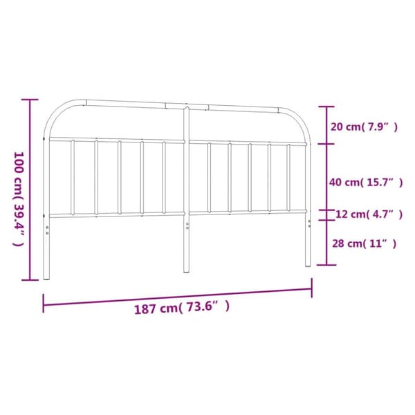 vidaXL Sengegavl i metall svart 180 cm