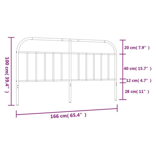 vidaXL sengegavl 160 cm metal sort