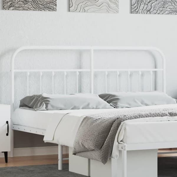 vidaXL Metallinen sängynpääty valkoinen 180 cm
