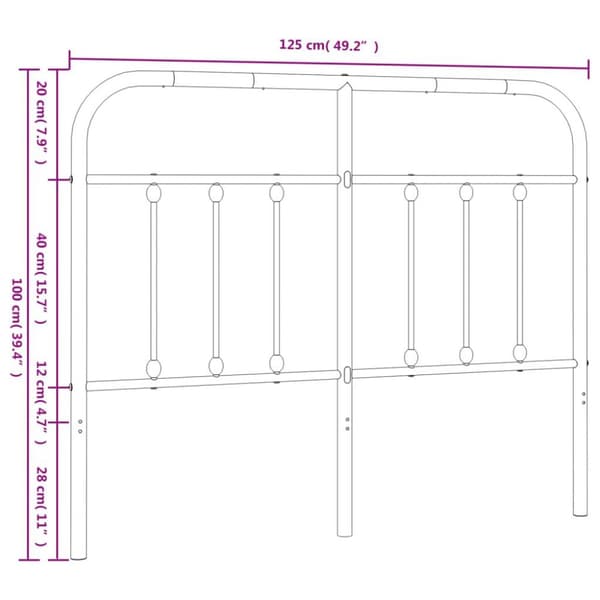 vidaXL Sengegavl i metall svart 120 cm