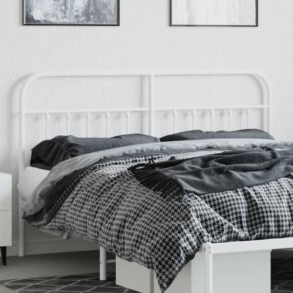 vidaXL Sengegavl i metall hvit 160 cm