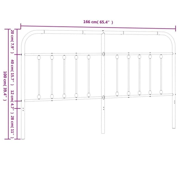 vidaXL sengegavl 160 cm metal sort