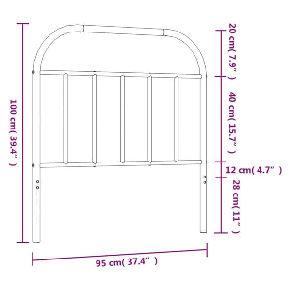 vidaXL Metallinen sängynpääty valkoinen 90 cm