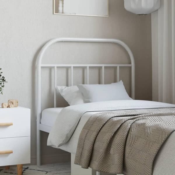 vidaXL Metallinen sängynpääty valkoinen 90 cm