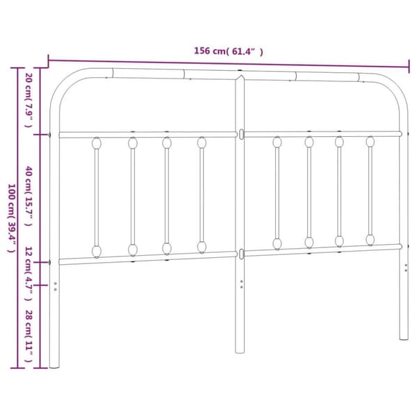vidaXL Metallinen sängynpääty musta 150 cm