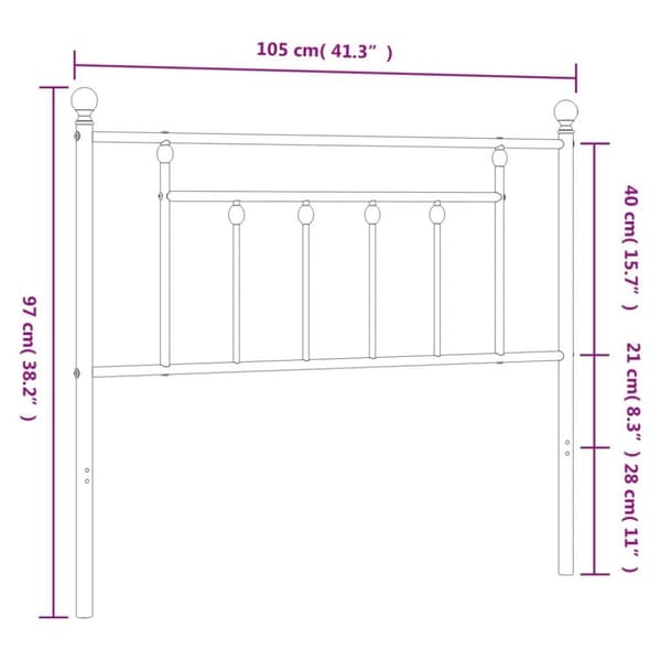 vidaXL sengegavl 100 cm metal sort