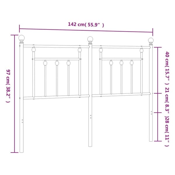vidaXL sengegavl 135 cm metal sort