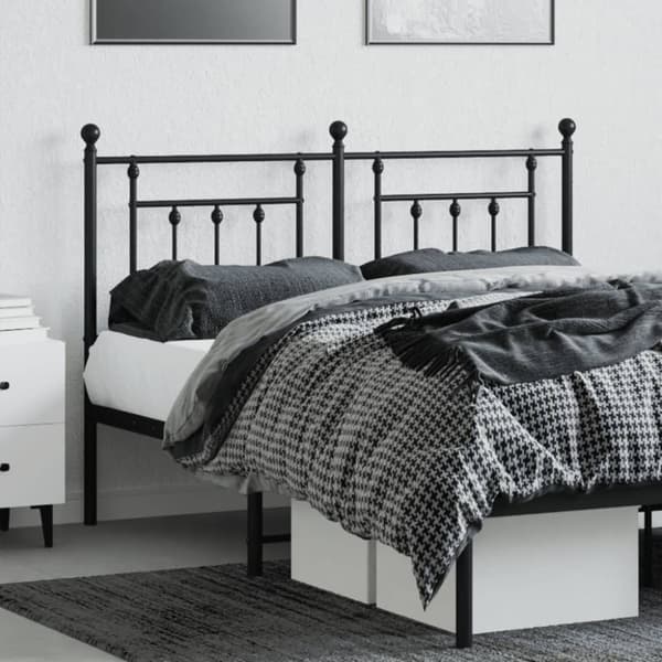 vidaXL sengegavl 135 cm metal sort