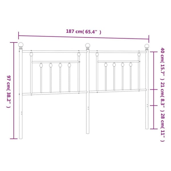 vidaXL Metallinen sängynpääty musta 180 cm