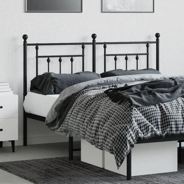 vidaXL sengegavl 150 cm metal sort