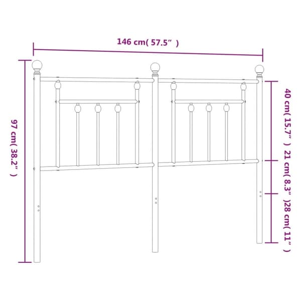 vidaXL sengegavl 140 cm metal hvid