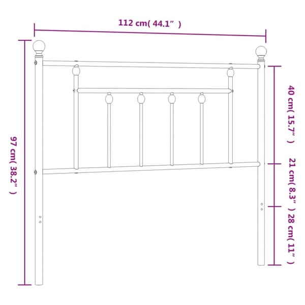 vidaXL Sengegavl i metall hvit 107 cm
