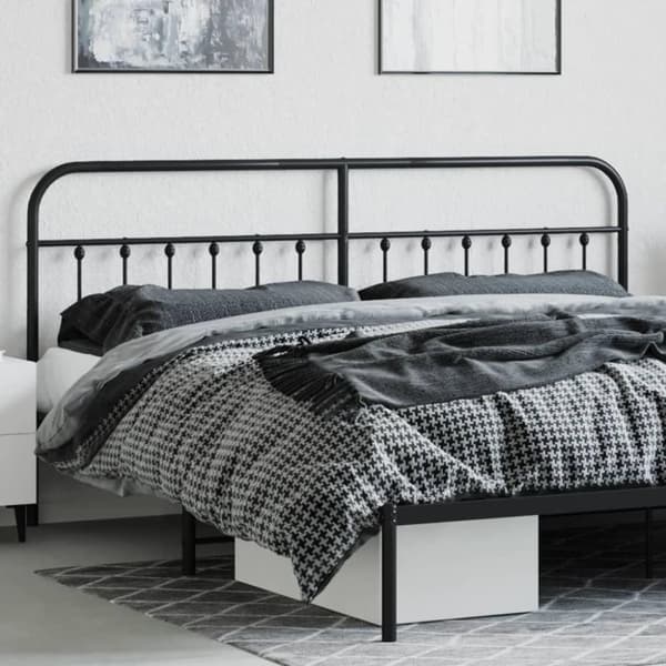 vidaXL Sengegavl i metall svart 200 cm