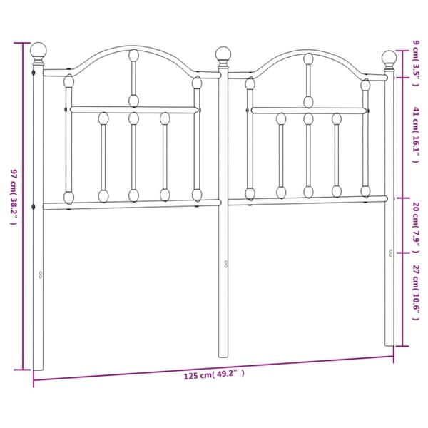 vidaXL sengegavl 120 cm metal sort