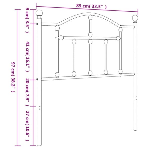 vidaXL Metallinen sängynpääty valkoinen 80 cm