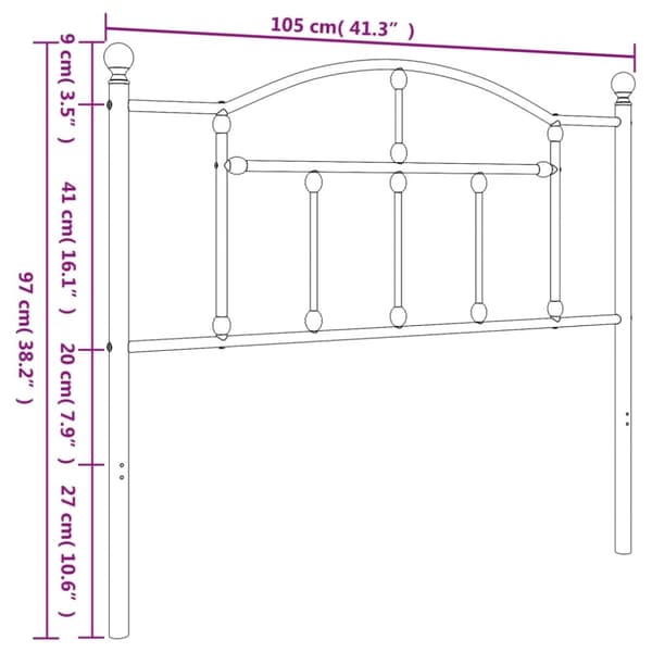 vidaXL sengegavl 100 cm metal sort