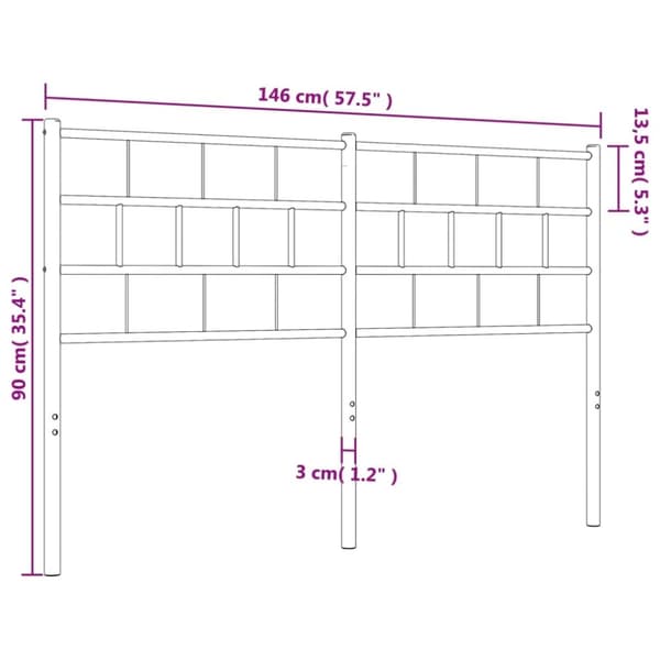 vidaXL sengegavl 140 cm metal sort