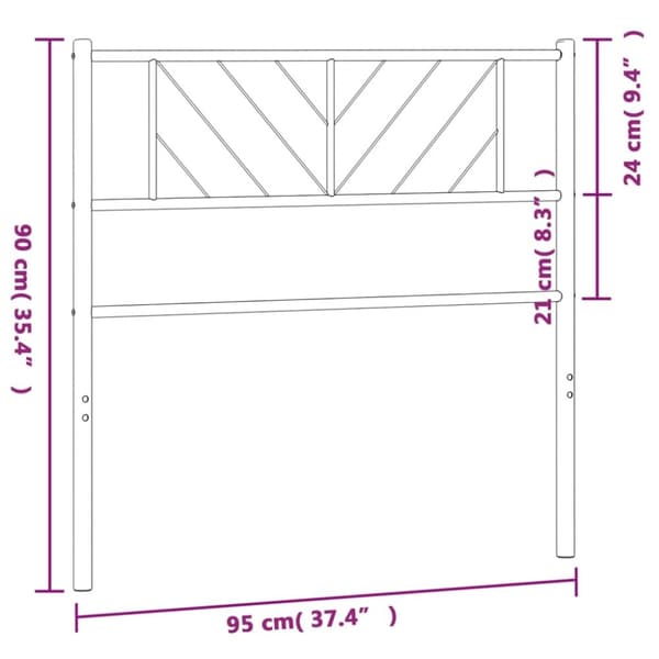 vidaXL Metallinen sängynpääty musta 90 cm