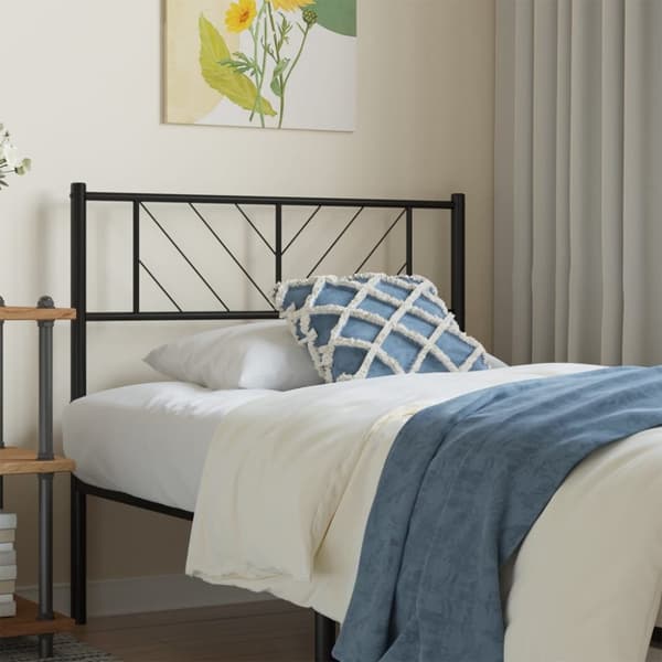 vidaXL Metallinen sängynpääty musta 90 cm