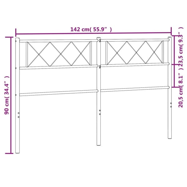 vidaXL Sengegavl i metall svart 135 cm