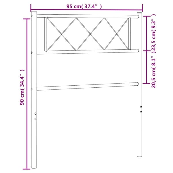 vidaXL sengegavl 90 cm metal sort