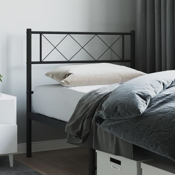 vidaXL sengegavl 90 cm metal sort
