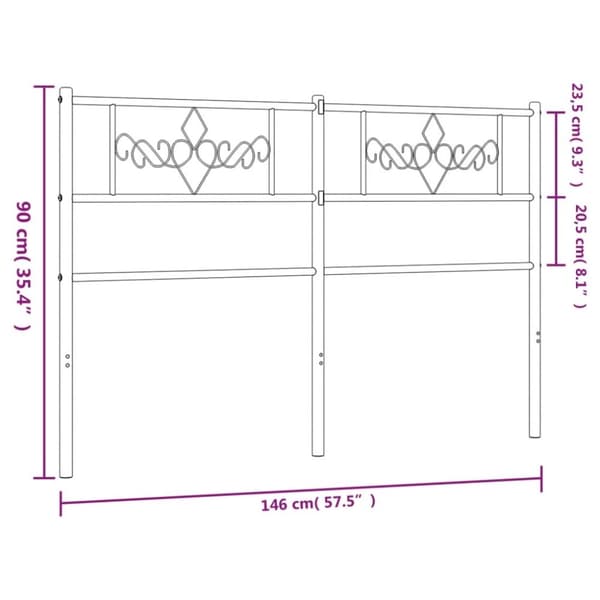 vidaXL Huvudgavel metall svart 140 cm