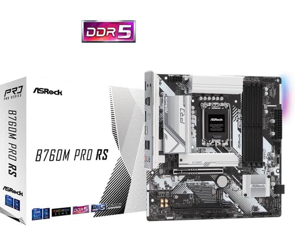 ASROCK MB Desktop B760M Pro RS (S1700, 4x DDR5, 1x PCIe 5.0 x16, 1x PCIe 3.0 x16, 1x PCIe 3.0 x1, 3x Hyper M.2 PCIe Gen4x4, 4x SATA3, 2x USB-C, 5x USB