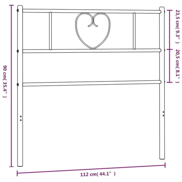 vidaXL sengegavl 107 cm metal sort