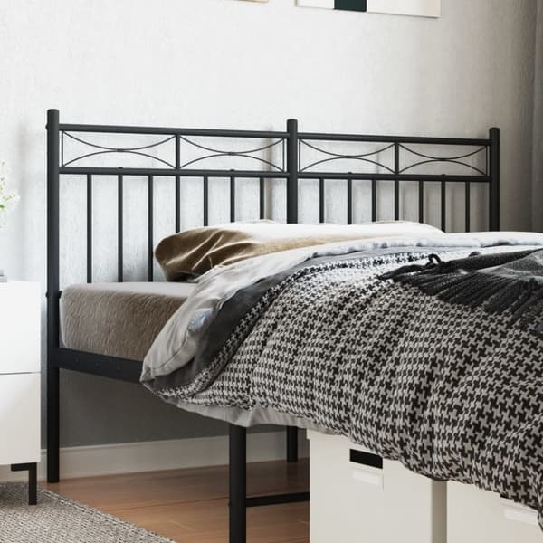 vidaXL sengegavl 150 cm metal sort