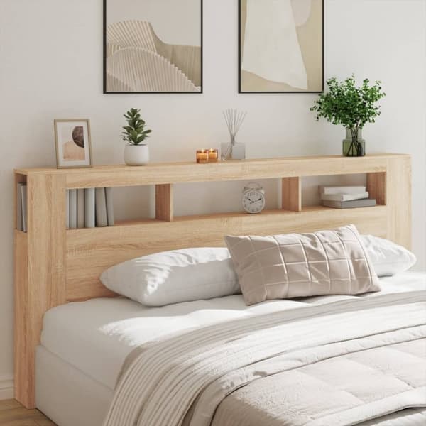 vidaXL Sengegavl sonoma eik 220x18,5x103,5 cm konstruert tre