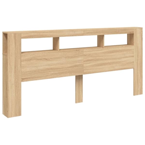 vidaXL Sängynpääty LED-valoilla Sonoma-tammi 220x18,5x103,5 cm puu