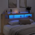 Pikkukuva 1 / 11: vidaXL Sängynpääty LED-valoilla Sonoma-tammi 220x18,5x103,5 cm puu