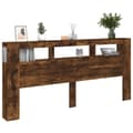 Miniatyrbilde 5 av 11: vidaXL Sengegavl med LED røkt eik 220x18,5x103,5 cm konstruert tre