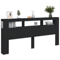 Miniatyrbilde 5 av 11: vidaXL Sengegavl med LED svart 220x18,5x103,5 cm konstruert tre