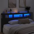 Miniatyrbilde 1 av 11: vidaXL Sengegavl med LED svart 220x18,5x103,5 cm konstruert tre