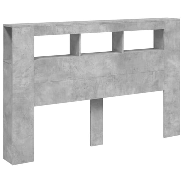 vidaXL Sängynpääty LED-valoilla betoninharmaa 160x18,5x103,5 cm puu