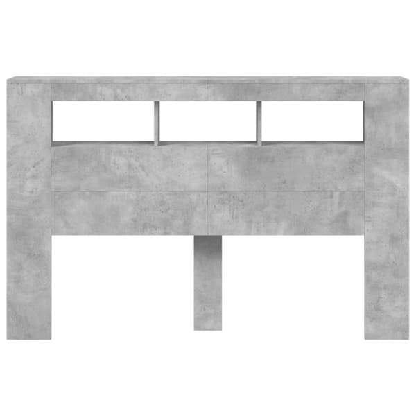 vidaXL Sängynpääty LED-valoilla betoninharmaa 160x18,5x103,5 cm puu