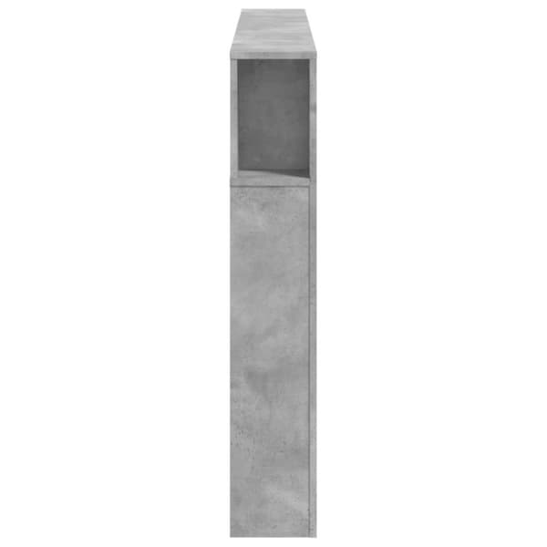 vidaXL Sängynpääty LED-valoilla betoninharmaa 160x18,5x103,5 cm puu