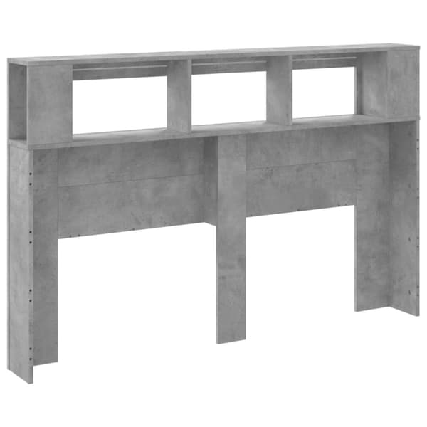 vidaXL Sängynpääty LED-valoilla betoninharmaa 160x18,5x103,5 cm puu