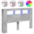 Pikkukuva 2 / 11: vidaXL Sängynpääty LED-valoilla betoninharmaa 160x18,5x103,5 cm puu