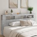 Pikkukuva 4 / 11: vidaXL Sängynpääty LED-valoilla betoninharmaa 220x18,5x103,5 cm puu