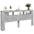 Pikkukuva 5 / 11: vidaXL Sängynpääty LED-valoilla betoninharmaa 220x18,5x103,5 cm puu