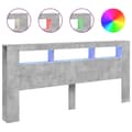 Pikkukuva 2 / 11: vidaXL Sängynpääty LED-valoilla betoninharmaa 220x18,5x103,5 cm puu