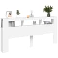 Miniatyrbild 5 av 11: vidaXL Sänggavel LED vit 220x18,5x103,5 cm konstruerat trä