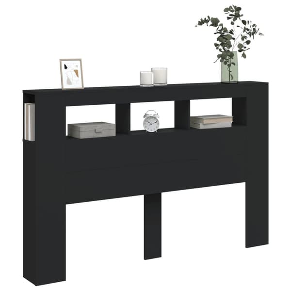 vidaXL Sänggavel LED svart 160x18,5x103,5 cm konstruerat trä