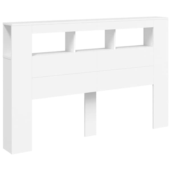 vidaXL Sengegavl med LED hvit 160x18,5x103,5 cm konstruert tre